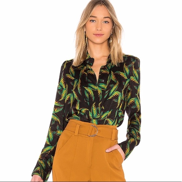 A.L.C. Tops - A.L.C. Gosford Palm Leaf Silk Blouse Size 2